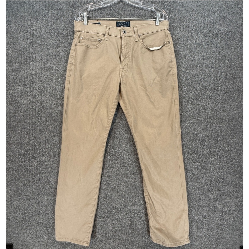 Lucky Brand 121 Heritage Slim Pants Mens 32x30 Tan Khaki Casual Chino Stretch